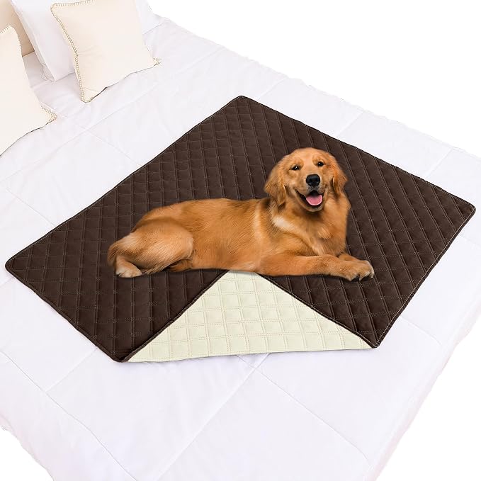 Smiry Waterproof Reversible Pet Couch Covers for Dogs | Pet Friendly, Soft Fabric, Washable Sofa Furniture Protector for Dogs Cat Kids, Checkered (40"x50", Chocolate/Beige)