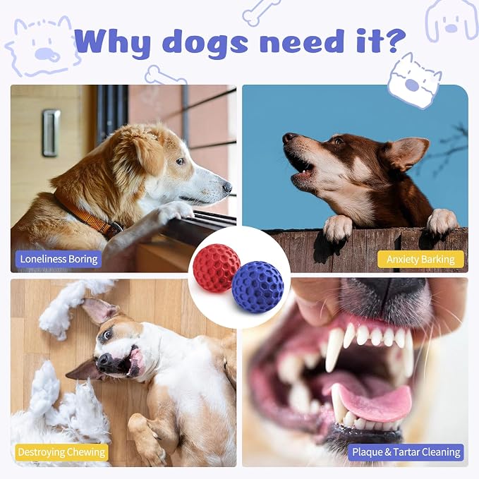 HIPPIH Indestructible Squeaky Dog Toys, Interactive Dog Balls 2 Pack