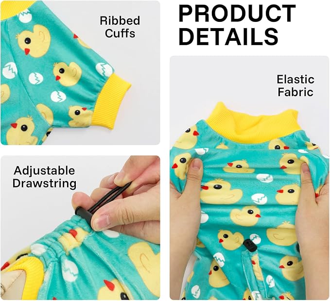 XPUDAC Dog Pajamas for Medium Large Breeds, Velvet Dog Recovery Suit, 6XL | Stretchy, Soft, Duck Patten, Adjustable, Warm, Breathable, Sleepwear, Post Surgery, Anti-Shedding, All Seasons