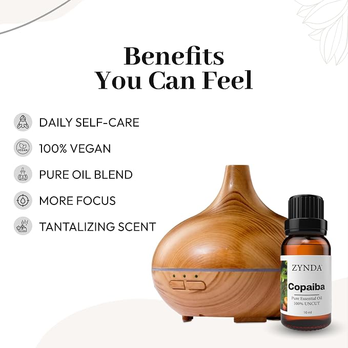Copaiba Essential Oil 100% Pure & Natural – Premium Copaiba Oil for Aromatherapy, Massage, and Skin Care – Steam Distilled, Organic Essentials Oil Grade, Woody Sweet Aroma – 10ml Glass Bottle