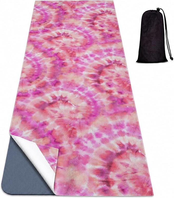 Yoga Mat Towel, Hot Yoga Non Slip with 4 Corner Pockets, 74 x 26 in | Soft Absorbent Microfiber With Four Corner Pockets, Fits Over Yoga Mats For Hot Yoga, Pilates, Gym, And Travel