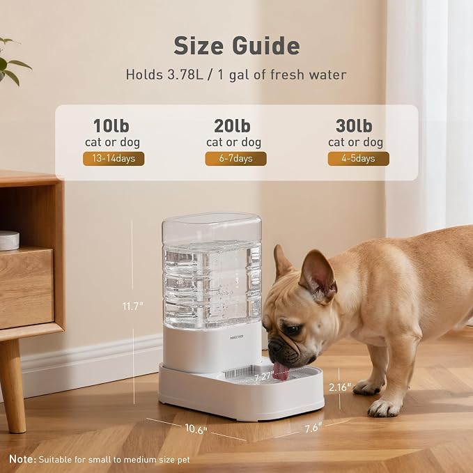 Gravity Dog Water Bowl Dispenser with 6 pcs Filters 1 Gallon/3.78L Automatic Pet Water Dispenser for Dogs Gravity Water Bowl for Cats