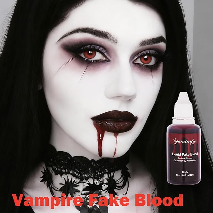 Clown Halloween Makeup Kit,Black Red White Face Paint with Dripping Fake Blood, Body Paint for Joker Devil Vampire Scary Clown Cosplay,Professional SFX Makeup Kit with Setting Powder for Kids