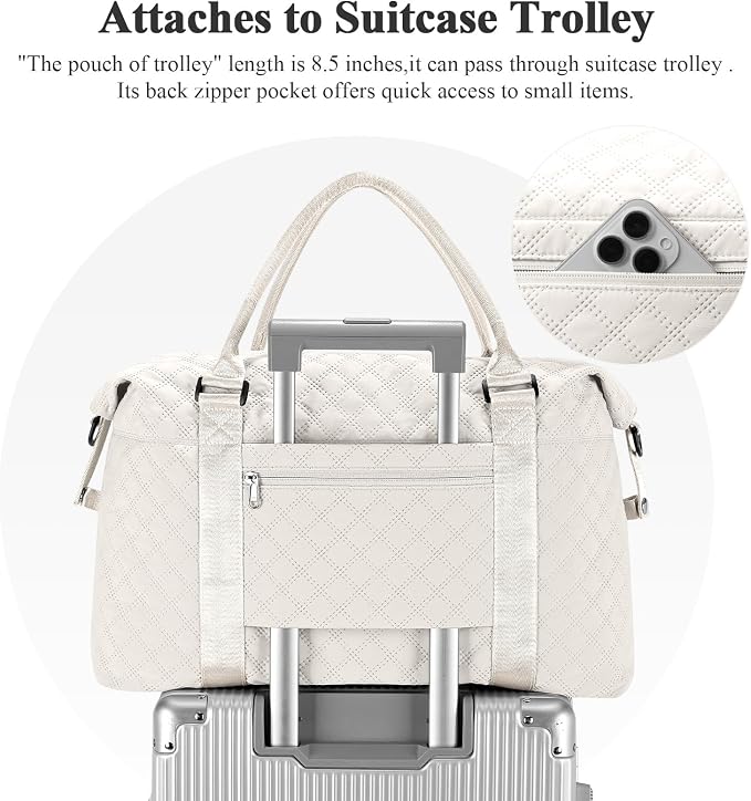 Travel Duffel Bag, Carry On Overnight Weekender Bags for Women | Travel Bag with Wet Pocket & Trolley Sleeve, For Spirit Airlines 18x14x8 Personal Item Bag