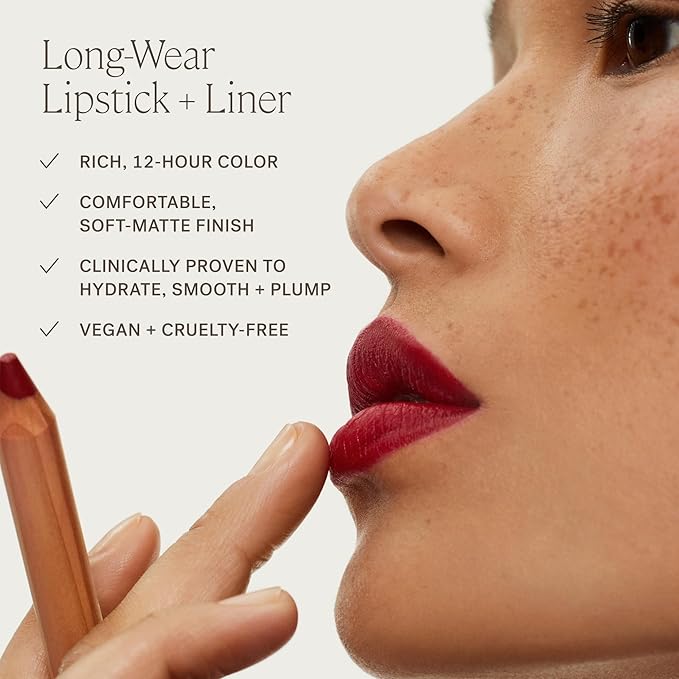 ILIA - Lip Sketch Hydrating Crayon | Hydrate, Plump, Smooth, Strengthen | Long Lasting up to 12-Hours, Bleed-Resistant, Soft-Matte | Barrier-Building, Non-Toxic, Cruelty-Free (Rhyme)