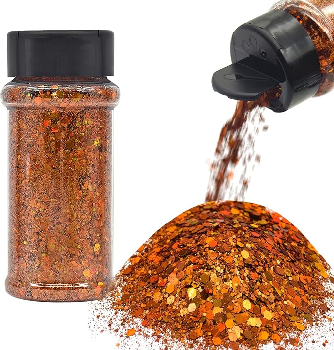 Light Orange - Craft Glitter - 2oz Glitter Shaker Bright Colorful Holographic Mix Chunky Body Glitter Bulk Wholesale 24 Colors in Shaker Cosmetic Glitter - EBLB401