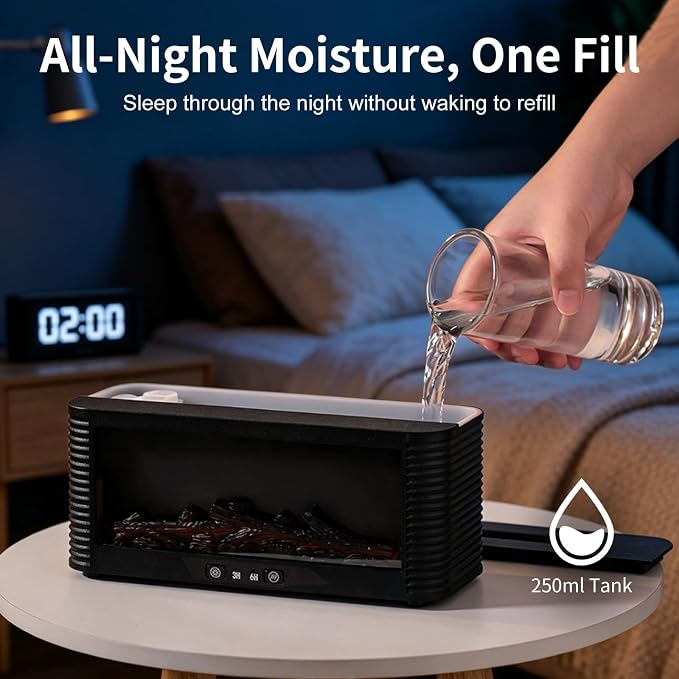 9-Color Essential Oil Diffuser - Colorful Flame Fireplace Aroma Diffuser, 250ml Remote Control Aromatherapy Aroma Humidifier with Time Sets and Remote Control for Bedroom, Home, Yoga Office Gift