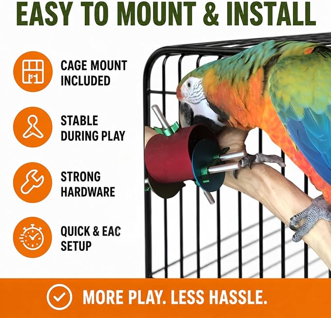 Bird Toys for Large Birds (Barrel) | Treat Dispenser for Macaws, Cockatoos, Cockatiel & Parrots | Bird Foraging Toy for Medium to Extra Large Birds | Natural Foraging Behavior Builder | Colorful Toys