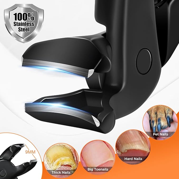 DRMODE Toenail Clippers for Thick Toenails for Seniors, Upgraded Long Handled Angled Head Toe Nail Clippers for Men Thick Nails with Wide Opening, Large Finger Nail Clippers Adult with Catcher
