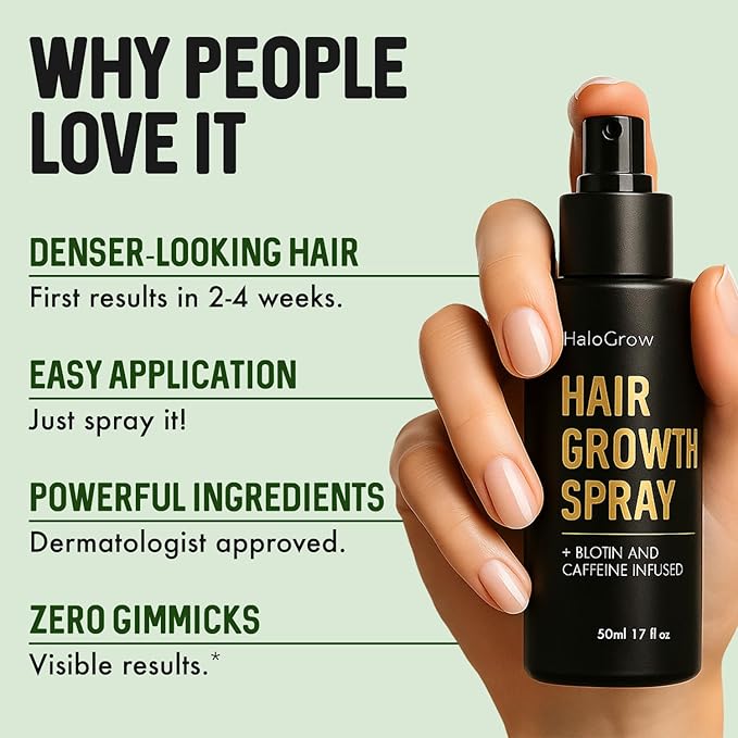 Hair Growth Serum Spray for Women & Men – Biotin & Caffeine Hair Loss Treatment, Anti-Thinning Hair Regrowth Oil, Advanced Thickening Formula – 1.7 fl. oz./ 50 ml