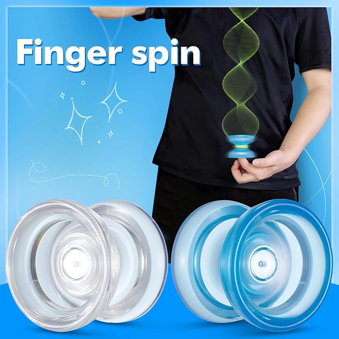 WATIEOBOO Yoyo P02 Crystal Yo Yo 2-Piece Set - Responsive & Unresponsive Dual Mode Yoyo, Finger Spin yoyo, Trick yo yo for Beginners & Adult Professional Players, Best YoYo Gift