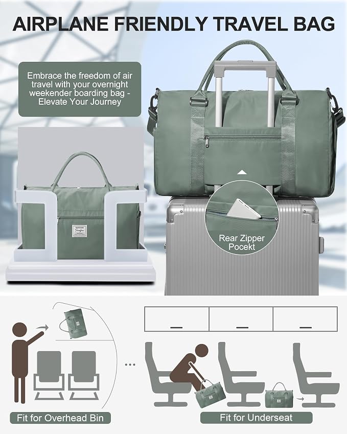 Gym Bag Womens Mens with Shoes Compartment and Wet Pocket Travel Duffel Bag for Women for Plane Sport Gym Tote Bags with Toiletry Bags Waterproof Weekend Overnight Carry on Bag Hospital Holdalls