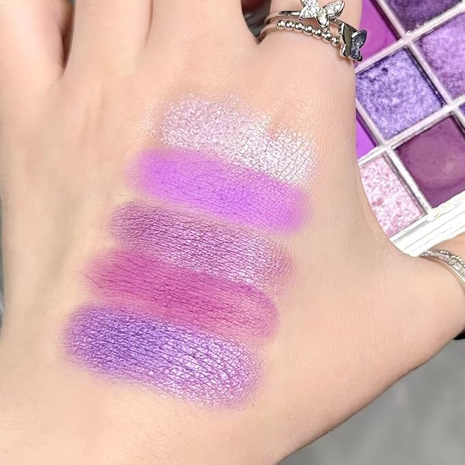 URQT Purple Amethyst Crush Eyeshadow Palette – 9 Pigmented Violet & Berry Shades with Matte, Glitter & Shimmer Finishes, Blendable Long-Wear Eye Makeup for Party Looks