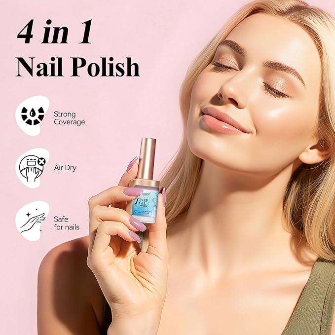 Quick Drying Nail Polish Dusty Rose Nail Polish Long Lasting Non Toxic Nail No UV Lamp Needed Art DIY Home Manicure Valentine's Day Gift for Women and Girls