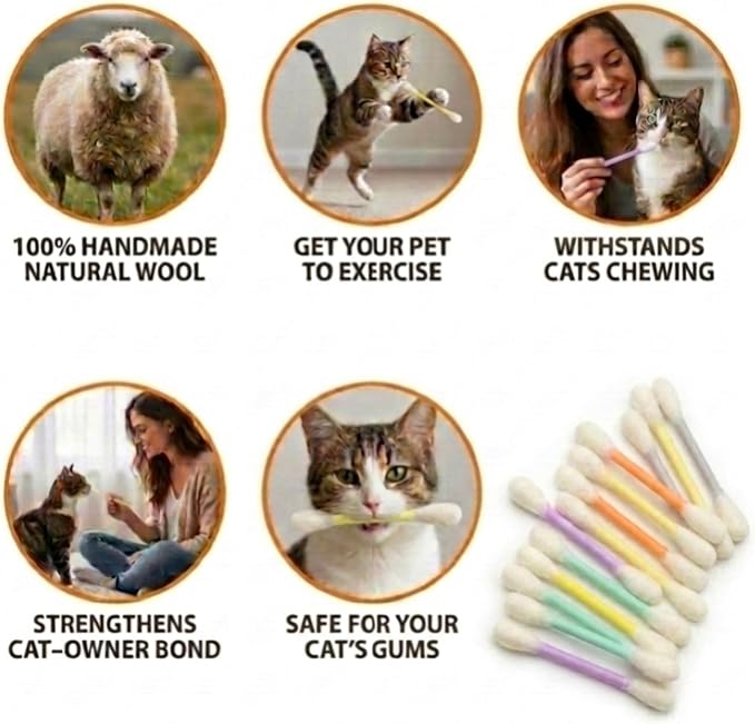 Glaciart One Swabs Cat Toys with Catnip - 6 Pk | Durable for Chew, Cute Cat Toys Interactive Kitty for Boredom, Exercise, & Play | Filled w/Organic Catnip for Anxiety & as Digestive Aid | Gift Idea