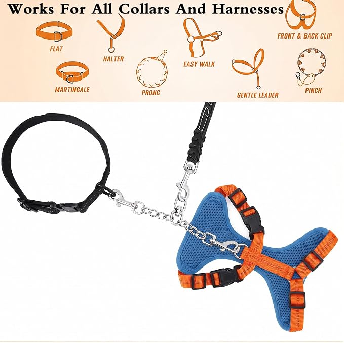Prong Collar Safety Clip Stainless Steel Leash Backup with Dual Clasps Dog Collars and No Pull Harness Connectors(5.71 Inches Silver)