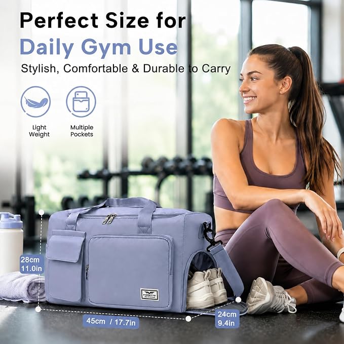 FIORETTO Women's Gym Duffle Bag with Shoes Compartment, 30L Capacity, Ideal for Travel, Gym, Sports, Duffel, Weekender
