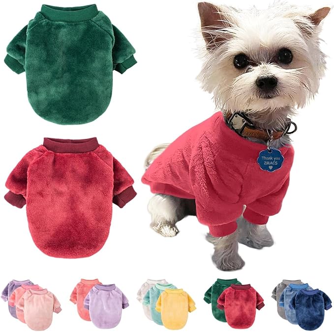 FabriCastle Christmas Dog Sweater, 2-Pack Dog Clothes, Soft and Warm Pet Jackets for Small Dogs & Cats, Winter Pet Apparel Costumes, Puppy Outfits for Christmas (Dark red,Dark Green, XX-Large)