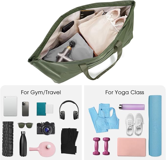 sportsnew Large Yoga Mat Bag with Shoes Compartment and Wet Pocket Ladies Pilates Gym Tote Bag with Yoga Mat Holder Strap for Women Men Workout Carrier Stuff Accessories