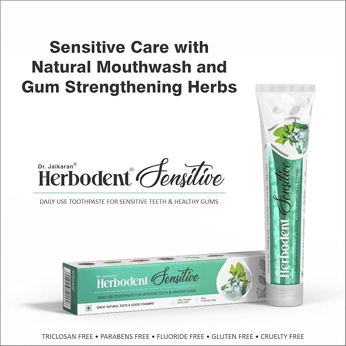 Herbodent® Sensitive Toothpaste - 6.53 Oz Pack of 6 | Enamel Repair & Cavity Protection, Fluoride Free, Sensitive Care with Natural Mouthwash & Gum Strengthening Herbs - Clove, Tomar, Long Pepper...