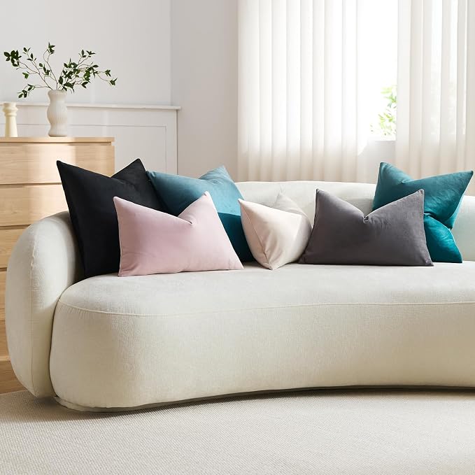 Euro Sham Covers 26x26 Teal: Pack of 2 Cozy Soft Velvet Square Modern Luxury Decorative Throw Pillow Cases for Sofa Couch Living Room Bed Home Decor