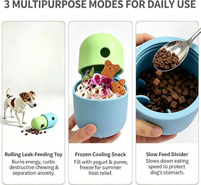 Interactive Dog Treat Dispenser Toy - Slow Feeder Puzzle Chew Toy for Teeth Cleaning, Pet Enrichment Toy for Dogs & Cats, Food-Safe Durable Design, Encourages Natural Foraging Skills