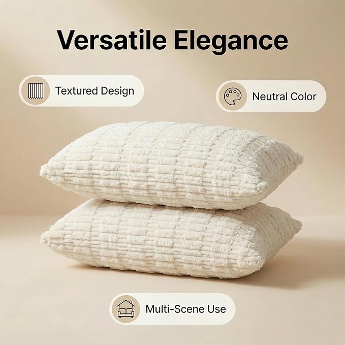 JMGBird Fall Decor Cream Throw Pillows Inserts for Couch Accent Pillows | 12x20 Throw Pillows with inserts included Corn Pattern - Lumbar Pillows for Indoor Home Decor