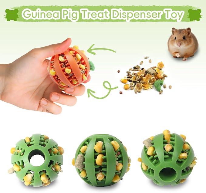 2 PCS Hamster Balls, Hamster Toy Enrichment Foraging Ball, Guinea Pig Maze Intellectual Toys Treat Balls, Snack Hidden Dispenser, Small Animals Slow Feeder for Guinea Pigs Rats Rabbits