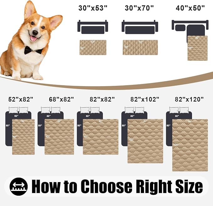 Smiry Waterproof Dog Bed Cover Blanket, Reversible Pet Blanket | Soft Reversible, Washable Leakproof Cats Dogs Couch Cover for Sofa, Couch, Furniture (40x50 Inch)