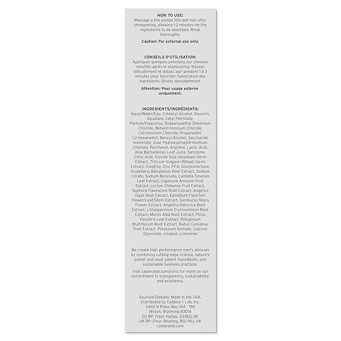 Caldera + Lab The Conditioner | Men’s Moisturizing Hair Conditioner, Hydrating & Nourishing for Soft, Shiny Hair, Dermatologically Tested - All Hair Types