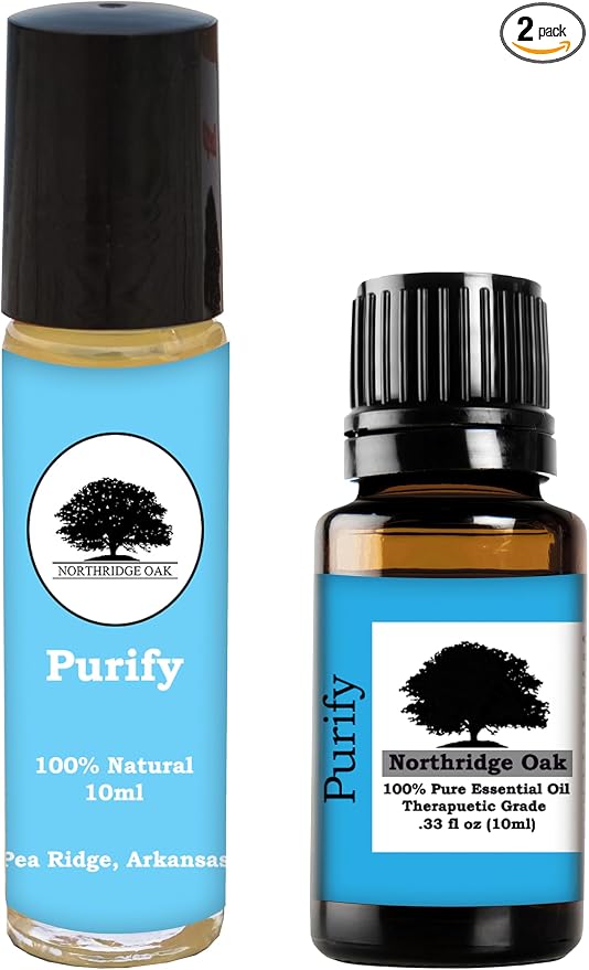Purify Essential Oil Blend with Roller Bottle - 100% Pure Essential Oil - Therapeutic Grade Full Strength for Diffuser, Roller Bottle for Topical Application