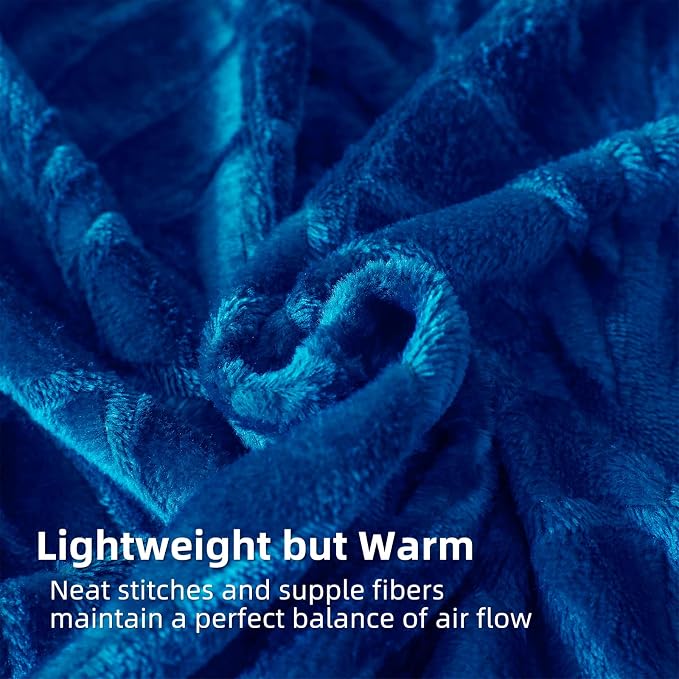 Whale Flotilla Soft Flannel Fleece Throw Blanket for Couch, Royal Blue | Cozy Lightweight Breathable Velvet Sofa Throws, Plush Fluffy Vintage Pattern Decorative Blanket for Bed, All Seasons, 50"x60"