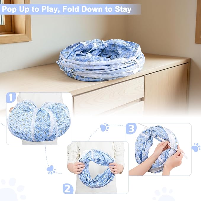 Glittme S-Shape Cat Tunnel, Foldable Cat Tunnels for Indoor Cats