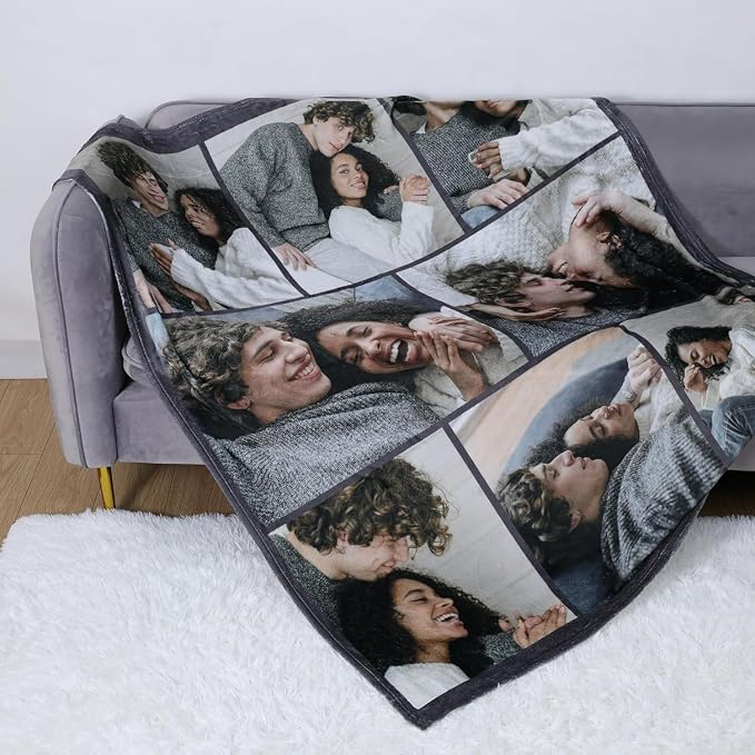 ICELIETE Custom Sherpa Blanket with Picture Customized Fleece Photo Blanket for Couples Gifts Personalized Blankets and Throws Christmas Valentines Day Gifts for Boyfriend Girlfriend