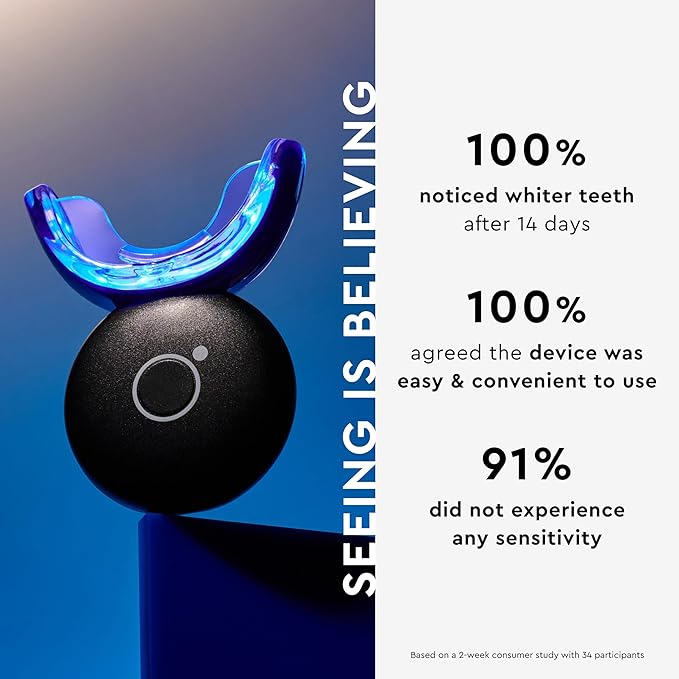 MOON Teeth Whitening Kit, LED Light Teeth Whitener Device, 56 White Strips, USB Charger & Travel Case, Blue Light Whitening Tray Removes Stains & Whitens Up to 12 Shades in 2 Weeks (4 Piece Kit)