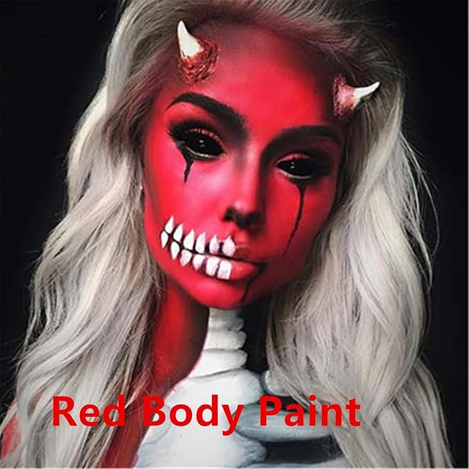 Go Ho Liquid Red Face Body Paint(2.1 oz),Red Makeup Water Based Face Paint and Body Paint for Airbrush Makeup Special FX, Cosplay, and Halloween Make up