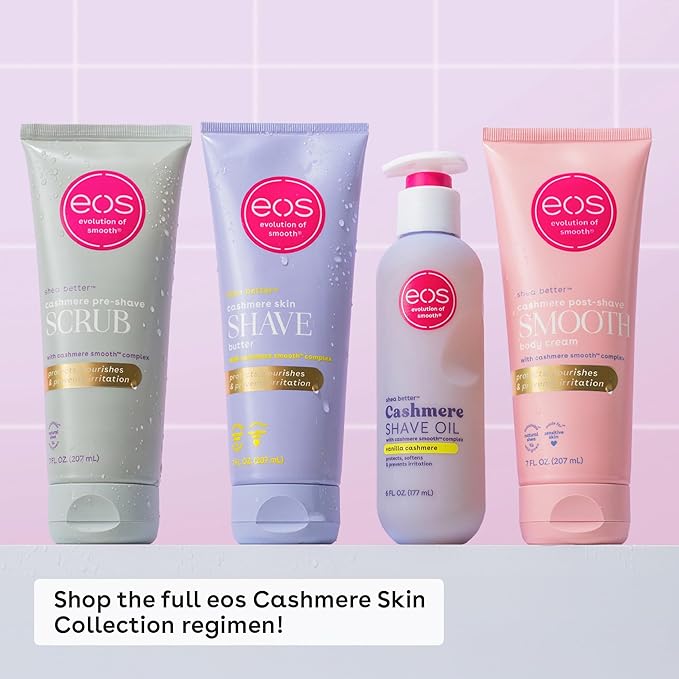 eos Cashmere Skin Collection Post-Shave Smooth Body Cream- Vanilla Cashmere,72-Hour Hydration,Nourishing,Body Care,Shea Butter,7 fl oz,(Pack of 2)