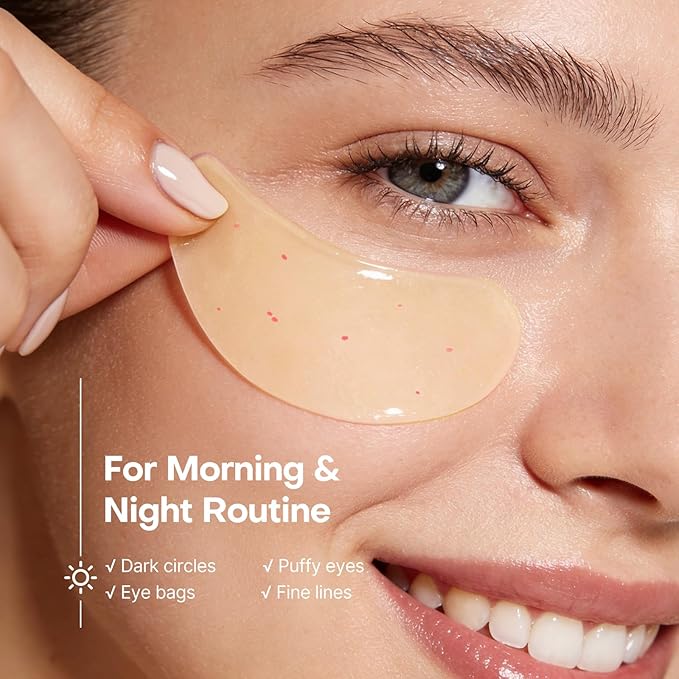 dewyhour Vitamin C Collagen Firming Hydrogel Patches - Under Eye Patches for Puffy Eyes & Dark Circles, Moisturizing Eye Mask with Caffeine & Hyaluronic Acid, Gentle Korean Skincare