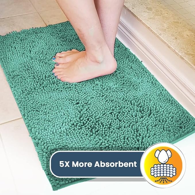 Muddy Mat® | Super Water Absorbent Door Mat Indoor, Microfiber Quick Dry Chenille Entryway Rug, Slip Resistant Front Door Mat,Indoor Mats for Entryway,Machine Washable Pet Rug, Seafoam Green 24"x120"