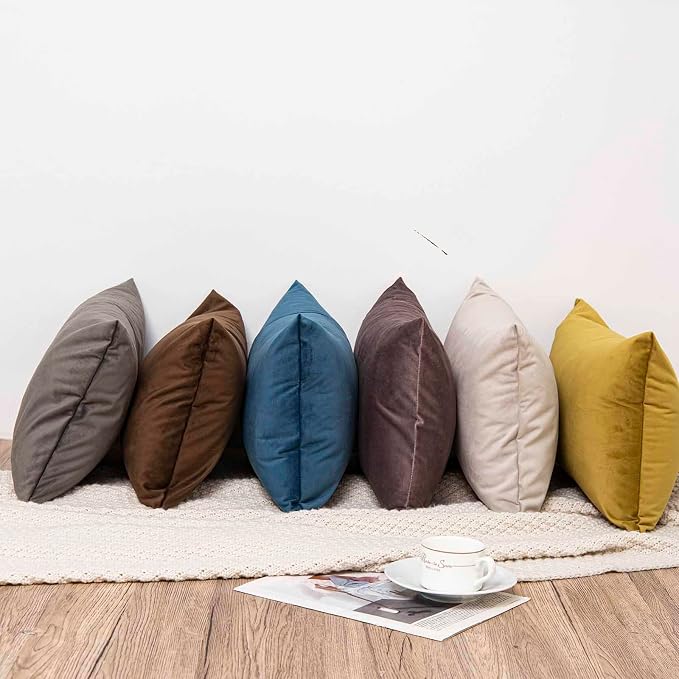 12x20 Throw Lumbar Pillow Covers Decorative Cushion Covers Set of 2,Ash | Soft Velvet Pillow Cases with Invisible Zipper for Modern Couch Sofa Bed Living Room Bedroom Home Decor