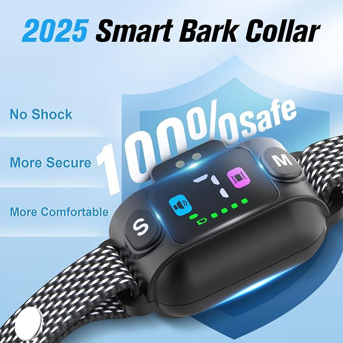 Smart No Shock Bark Collar, Beep Vibration Modes Collar