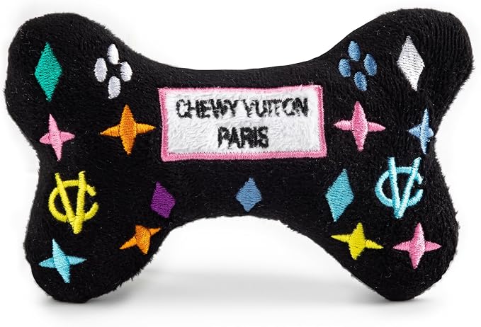 Haute Diggity Dog Chewy Vuiton Bone Plush Dog Toy, Designer Parody Toy