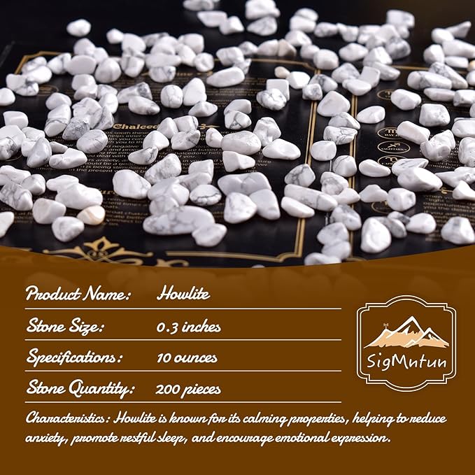 Polished Howlite Crystal Chips 200 Pcs - 0.3" 10 oz Tumbled Stone Chips Crushed Sea Glass Stones Healing Reiki Crystal Jewelry Making Home Decoration