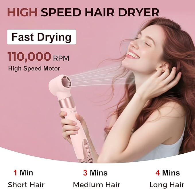 6 in 1 Hair Styler | Air Styling & Drying System | High Speed Blow Dryer Brush | No Heat Damage | Auto-Wrap Curlers, Oval Brush, Round Brush, Comb & Storage Bag