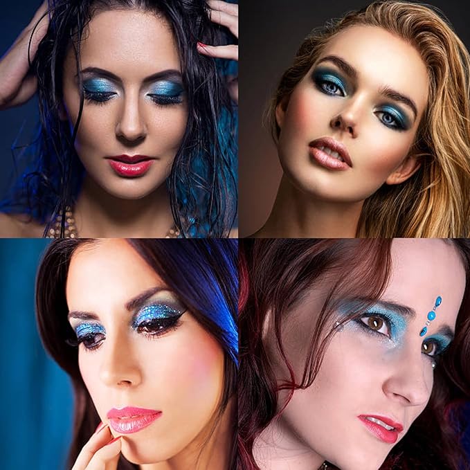Black Blue Eyeshadow Palette Set - 18 Colors Smokey, Gothic & Halloween Eyeshadow Makeup Kit, Matte Shimmer & Glitter Shades, Cool Toned Eyeshadow for Corpse Bride, Sally, Witch & Cosplay Makeup