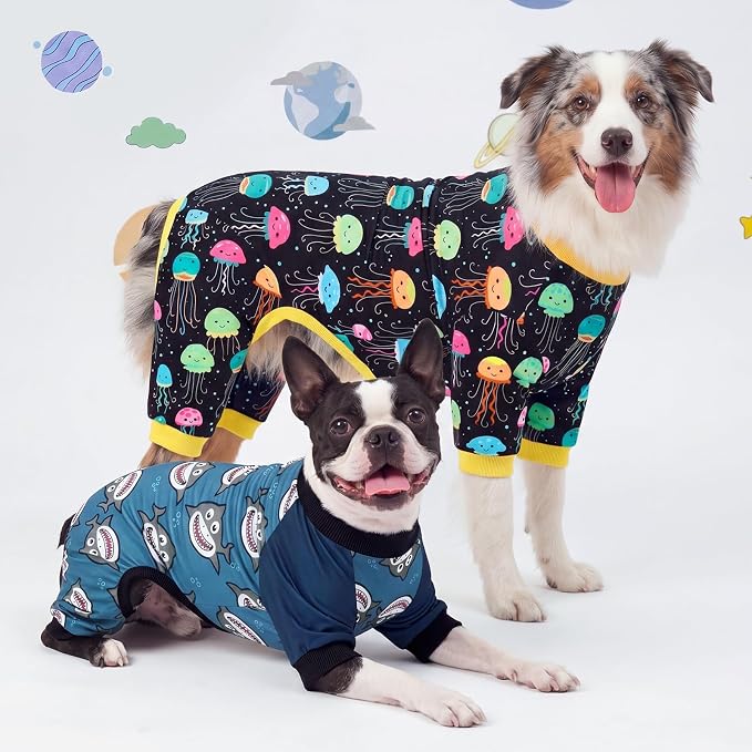 XPUDAC Dog Pajamas Clothes for Small Dogs Boy, Doggie Pjs Puppy Onesies Outfits Pet Clothes Christmas Pajamas, 4 Styles (Universe, XX-Small)