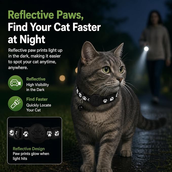 Pet Tracker,GPS Collar for Cats,Smart tag,Waterproof Compatible with Find My,No Monthly Fee,Advanced Tracking Solution Smart Collar for Pet Safety Ideal Small Large Cats(Android User)