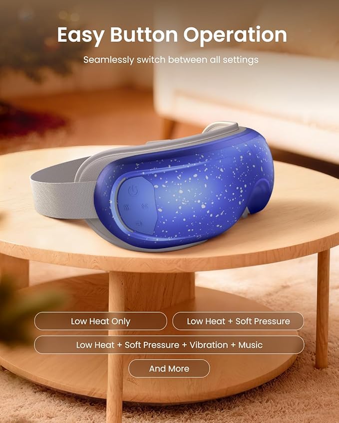 RENPHO Christmas Limited Edition Eye Massager with Heat and Cooling, White Elephant Christmas Birthday Gifts for Mom Dad Women Men Her Him, Eyeris 3 Voice Control, Eye Care Sleep Mask for Migraines
