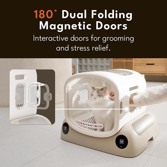 PetSnowy Pet Dryer Box - Safe Modular Design, 80L Large Space, Smart Temperature & App Control, 5 Sides Efficient Airflow, Ultra Quiet Cat and Dog Hair Dryer for Pet Grooming