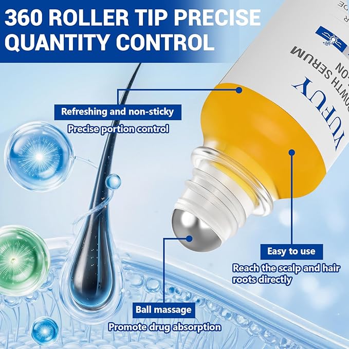Hair Growth Serum Roll On 30ML, With 3% Batana Castor 2% Biotin Niacinamide 3% Rosemary Oil for Hair Growth No-Rinse, Fast-Absorbing Scalp Serum For Thinning Hair for Men & Women -1.0 Fl OZ